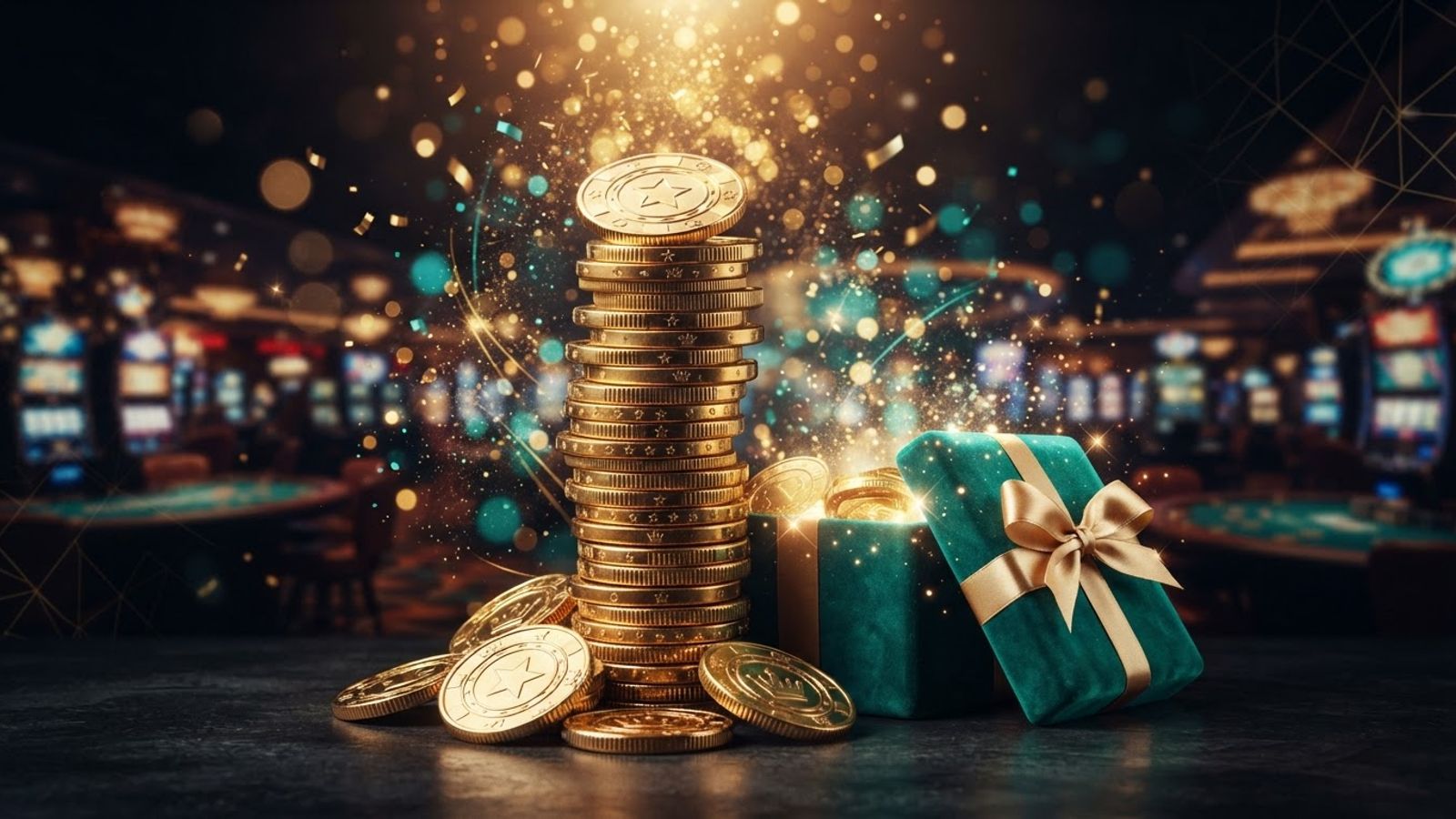 Welkomstbonus met gouden munten en geschenk
